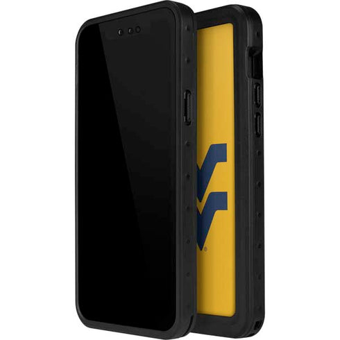 West Virginia University Yellow Background iPhone 15 Plus Waterproof Case